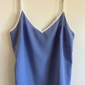 Pearl by Lela Rose Blue Textured Satin Cami Tank Top Size M